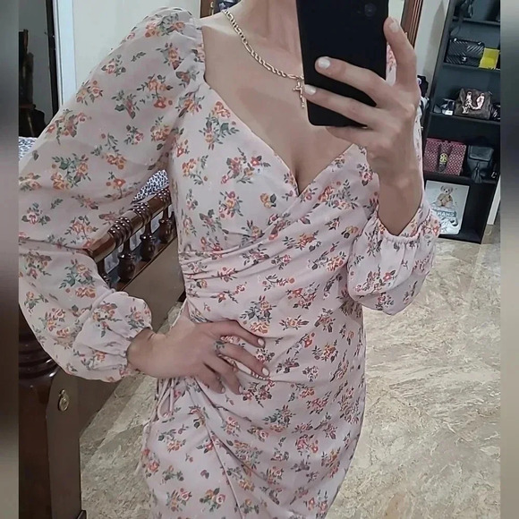 Altr'd State Floral Ruched Waist Side Tie Dress - Picture 12 of 15